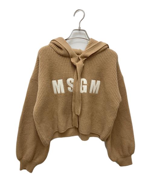 MSGM（エムエスジーエム）MSGM (エムエスジーエム) エンブロイダリー リブニットパーカー ベージュ サイズ:XSの古着・服飾アイテム