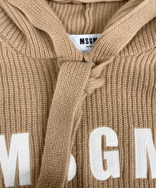 MSGM（エムエスジーエム）MSGM (エムエスジーエム) エンブロイダリー リブニットパーカー ベージュ サイズ:XSの古着・服飾アイテム