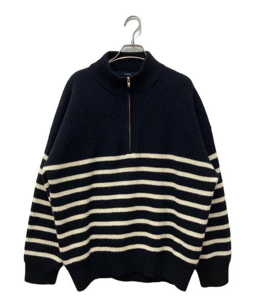 FRAMeWORK（フレームワーク）FRAMeWORK (フレームワーク) 畦ボーダーZIPUPプルオーバー　23080220607040 ブラック サイズ:表記無の古着・服飾アイテム