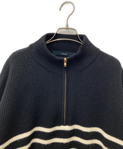 FRAMeWORK（フレームワーク）FRAMeWORK (フレームワーク) 畦ボーダーZIPUPプルオーバー　23080220607040 ブラック サイズ:表記無の古着・服飾アイテム