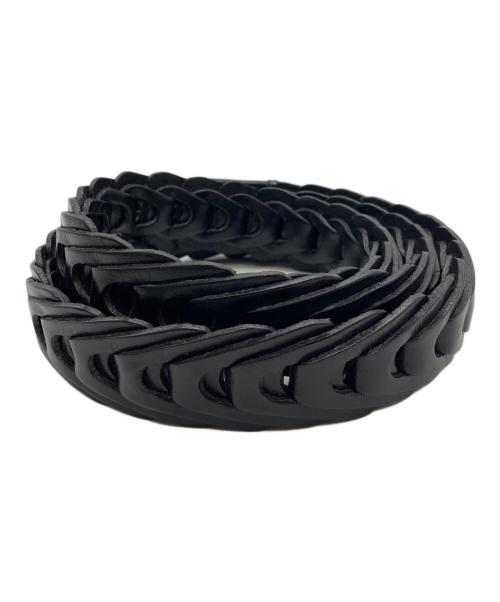 GUCCI（グッチ）GUCCI (グッチ) 編み込みレザーベルト　109956 ブラックの古着・服飾アイテム