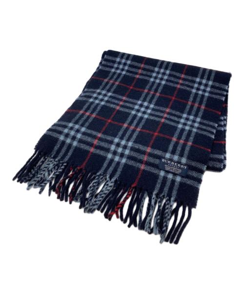 BURBERRY LONDON（バーバリーロンドン）BURBERRY LONDON (バーバリーロンドン) ウールマフラー ネイビーの古着・服飾アイテム