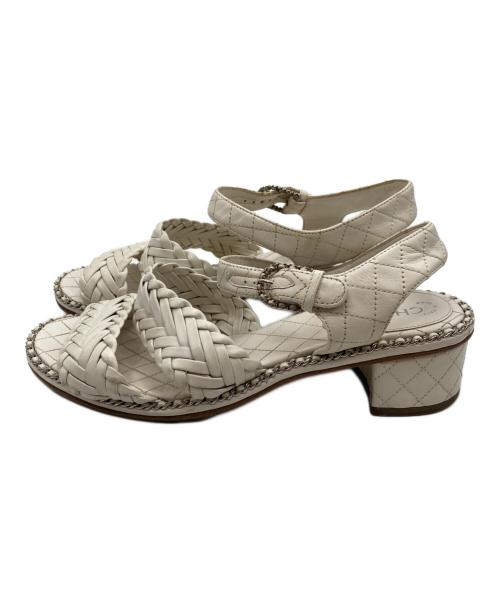CHANEL（シャネル）CHANEL (シャネル) 編み込みレザーサンダル ホワイト サイズ:35 1/2の古着・服飾アイテム