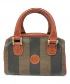 FENDIフェンディ）の古着「PVCミニボストンバッグ」｜ブラウン