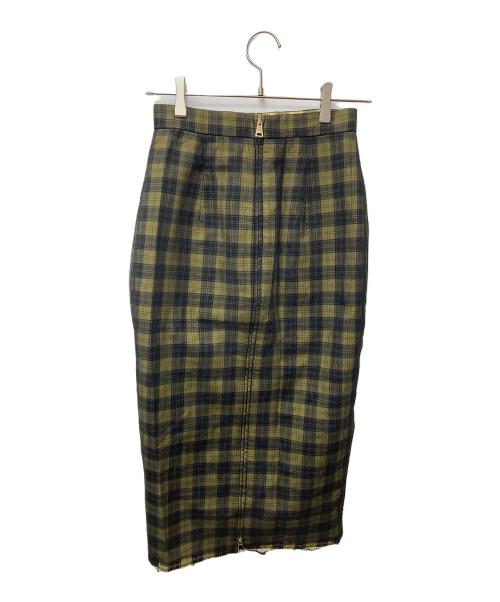 N°21（ヌメロヴェントゥーノ）N°21 (ヌメロヴェントゥーノ) チェックスカート 21SW-C012-1001 イエロー サイズ:38の古着・服飾アイテム