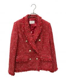Pinky & Dianne（ピンキーアンドダイアン）の古着「ミックスツイードジャケット」｜レッド