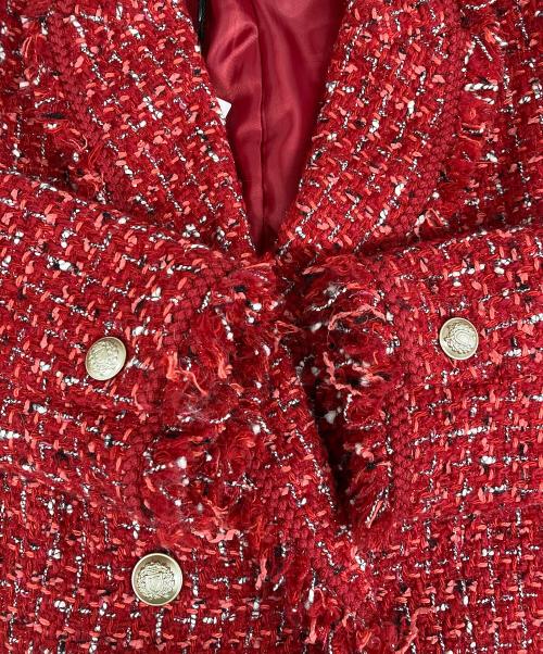 Pinky & Dianne（ピンキーアンドダイアン）Pinky & Dianne (ピンキーアンドダイアン) ミックスツイードジャケット レッド サイズ:38の古着・服飾アイテム