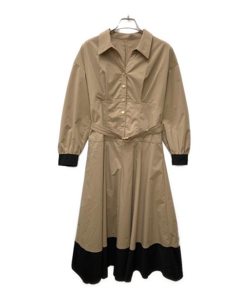 Diagram（ダイアグラム）Diagram (ダイアグラム) ボリュームフレアシャツワンピース ベージュ サイズ:36の古着・服飾アイテム