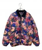 ZARAザラ）の古着「花柄中綿ジャケット」｜レッド