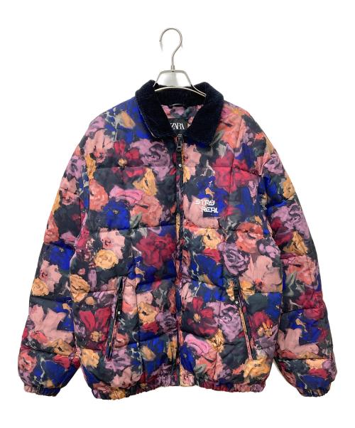 ZARA（ザラ）ZARA (ザラ) 花柄中綿ジャケット レッド サイズ:Lの古着・服飾アイテム