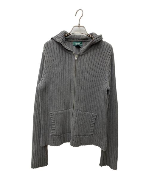 LAUREN RALPH LAUREN（ローレンラルフローレン）LAUREN RALPH LAUREN (ローレンラルフローレン) リブニットパーカー グレー サイズ:Mの古着・服飾アイテム
