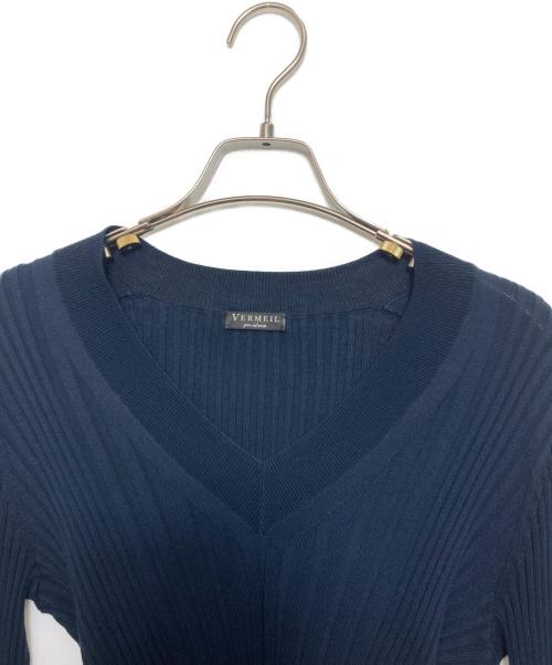 VERMEIL par iena（ヴェルメイユ パー イエナ）VERMEIL par iena (ヴェルメイユ パー イエナ) RIB Vネックプルオーバー ネイビー サイズ:表記なしの古着・服飾アイテム