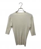 SOEJUソージュ）の古着「ワイドリブ5分袖ニット」｜アイボリー