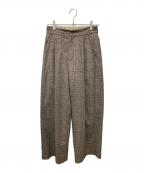 SOEJUソージュ）の古着「グレンチェックタックワイドパンツ」｜ブラウン