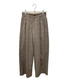 SOEJU（ソージュ）の古着「グレンチェックタックワイドパンツ」｜ブラウン