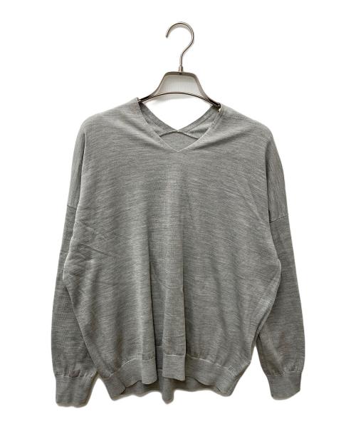 SOEJU（ソージュ）SOEJU (ソージュ) シルクコットンVネックニット グレー サイズ:Mの古着・服飾アイテム