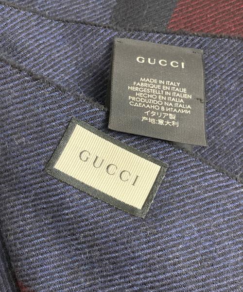 GUCCI（グッチ）GUCCI (グッチ) ウールマフラー ネイビー サイズ:30×180cmの古着・服飾アイテム
