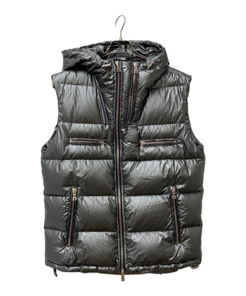 BALMAIN（バルマン）BALMAIN (バルマン) ロゴプリントマルチジップダウンベスト　TO009X112 シルバー サイズ:50の古着・服飾アイテム