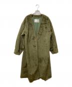 glam lipsグラムリップス）の古着「ノーカラーシャギーコート　GL100000194-1188」｜グリーン