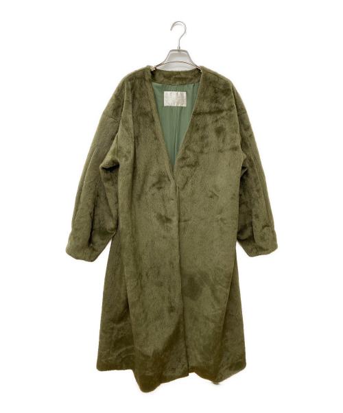 glam lips（グラムリップス）glam lips (グラムリップス) ノーカラーシャギーコート　GL100000194-1188 グリーン サイズ:FREEの古着・服飾アイテム