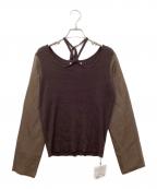 CAPRICIEUX LE'MAGEカプリシューレマージュ）の古着「ウェーブネック袖シアーニット LEZ10A2205A0002」｜ブラウン