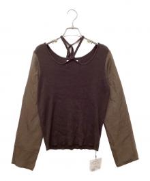 CAPRICIEUX LE'MAGE（カプリシューレマージュ）の古着「ウェーブネック袖シアーニット LEZ10A2205A0002」｜ブラウン