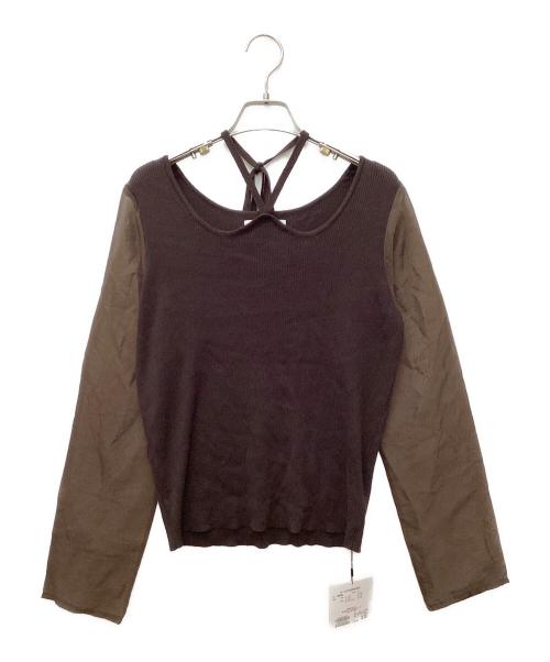 CAPRICIEUX LE'MAGE（カプリシューレマージュ）CAPRICIEUX LE'MAGE (カプリシューレマージュ) ウェーブネック袖シアーニット LEZ10A2205A0002 ブラウン サイズ:Fの古着・服飾アイテム