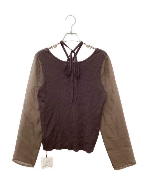 CAPRICIEUX LE'MAGE（カプリシューレマージュ）CAPRICIEUX LE'MAGE (カプリシューレマージュ) ウェーブネック袖シアーニット LEZ10A2205A0002 ブラウン サイズ:Fの古着・服飾アイテム