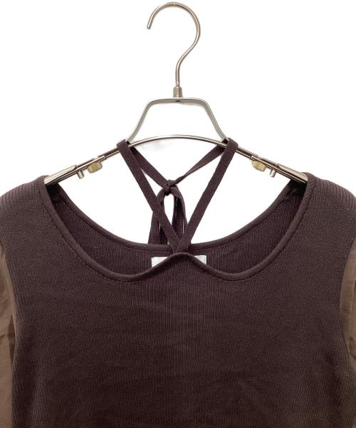 CAPRICIEUX LE'MAGE（カプリシューレマージュ）CAPRICIEUX LE'MAGE (カプリシューレマージュ) ウェーブネック袖シアーニット LEZ10A2205A0002 ブラウン サイズ:Fの古着・服飾アイテム