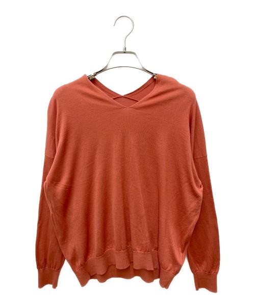 SOEJU（ソージュ）SOEJU (ソージュ) シルクコットンVネックニット オレンジ サイズ:Mの古着・服飾アイテム