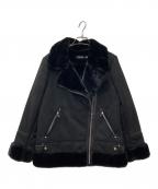LAUREN RALPH LAURENローレンラルフローレン）の古着「フェイクムートンライダースジャケット 46637S」｜ブラック