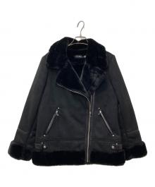 LAUREN RALPH LAUREN（ローレンラルフローレン）の古着「フェイクムートンライダースジャケット 46637S」｜ブラック