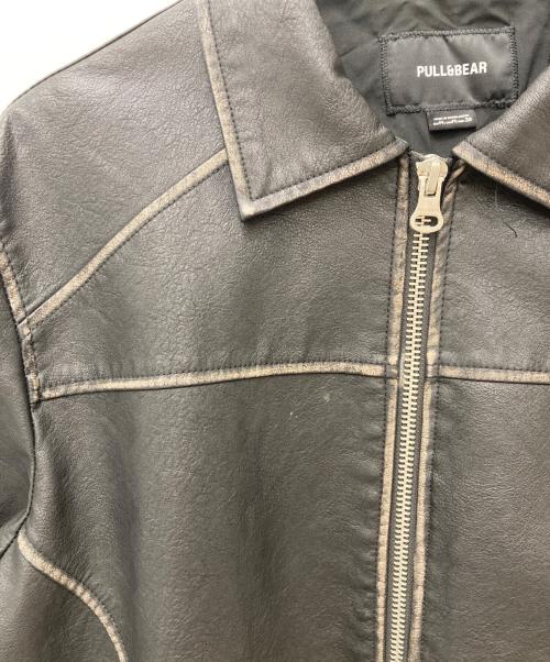 PULL&BEAR（プル・アンド・ベア）PULL&BEAR (プル・アンド・ベア) フェイクレザージャケット　3710/505/800 ブラック サイズ:Mの古着・服飾アイテム