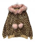 GYDA×GALFYジェイダ×ガルフィー）の古着「bijou logo leopard BIG パーカー」｜ベージュ