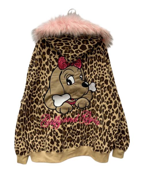 GYDA（ジェイダ）GYDA (ジェイダ) GALFY (ガルフィー) bijou logo leopard BIG パーカー ベージュ サイズ:Free 未使用品の古着・服飾アイテム