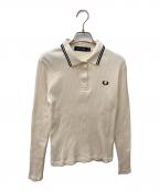 FRED PERRYフレッドペリー）の古着「Long Sleeve Ribbed Polo Shirt」｜ベージュ