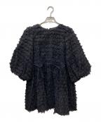 Adam et Ropeアダム エ ロペ）の古着「ジャガードペプラムブラウス　GAH-23180」｜ブラック