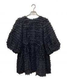 Adam et Rope（アダム エ ロペ）の古着「ジャガードペプラムブラウス　GAH-23180」｜ブラック