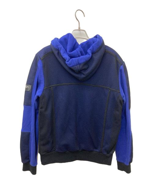 BALMAIN（バルマン）BALMAIN (バルマン) スウェットメッシュ切替ジップフーディ ブルー サイズ:44の古着・服飾アイテム