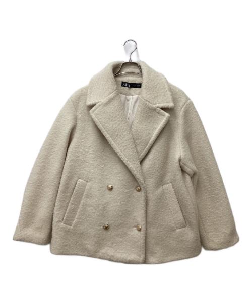 ZARA（ザラ）ZARA (ザラ) セミロング丈ブークレコート ホワイト サイズ:Lの古着・服飾アイテム