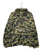 A BATHING APEアベイシングエイプ）の古着「CRINKLE EFFECT 1ST CAMO HALF ZIP HOODIE JACKET　001LJL301004M」｜グリーン