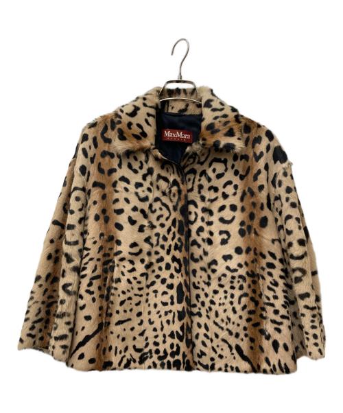 Max Mara Studio（マックスマーラ ストゥディオ）Max Mara Studio (マックスマーラ ストゥディオ) レオパード柄レザージャケット　64660139070 ブラウン サイズ:36の古着・服飾アイテム