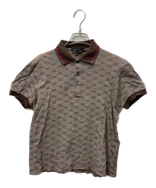 GUCCI（グッチ）GUCCI (グッチ) GG柄半袖ポロシャツ ブラウン サイズ:Sの古着・服飾アイテム