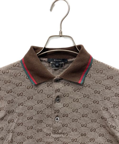 GUCCI（グッチ）GUCCI (グッチ) GG柄半袖ポロシャツ ブラウン サイズ:Sの古着・服飾アイテム