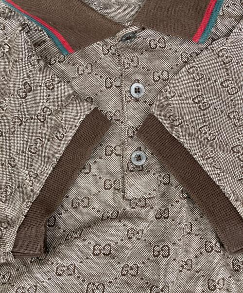GUCCI（グッチ）GUCCI (グッチ) GG柄半袖ポロシャツ ブラウン サイズ:Sの古着・服飾アイテム