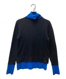 LOVELESS（ラブレス）の古着「バイカラーレイヤードタートルニット」｜グレー×ブルー