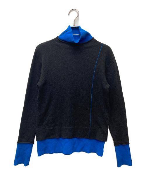 LOVELESS（ラブレス）LOVELESS (ラブレス) バイカラーレイヤードタートルニット グレー×ブルー サイズ:34の古着・服飾アイテム