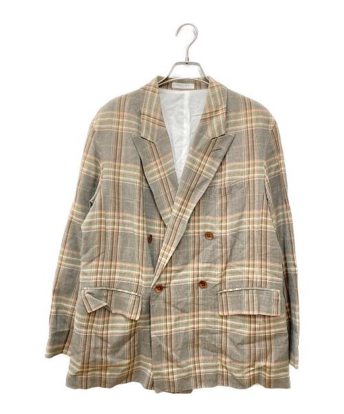 MACPHEE（マカフィー）MACPHEE (マカフィー) レーヨンリネンチェック ダブルブレストジャケット 12-07-21-07031 グリーン サイズ:36の古着・服飾アイテム