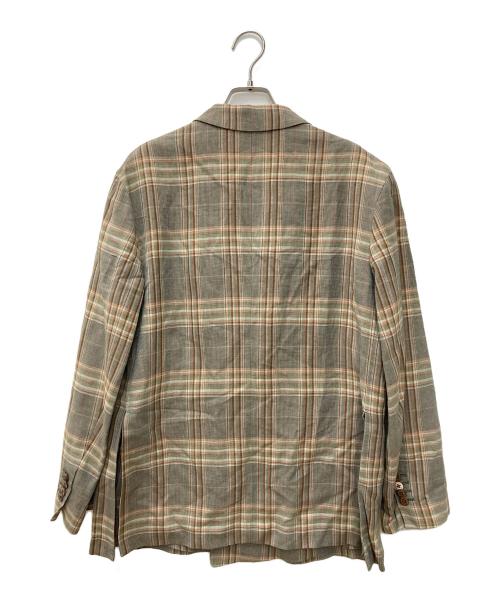 MACPHEE（マカフィー）MACPHEE (マカフィー) レーヨンリネンチェック ダブルブレストジャケット 12-07-21-07031 グリーン サイズ:36の古着・服飾アイテム