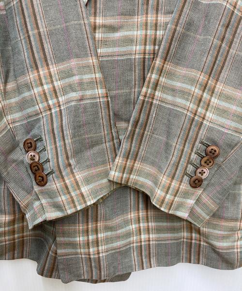 MACPHEE（マカフィー）MACPHEE (マカフィー) レーヨンリネンチェック ダブルブレストジャケット 12-07-21-07031 グリーン サイズ:36の古着・服飾アイテム